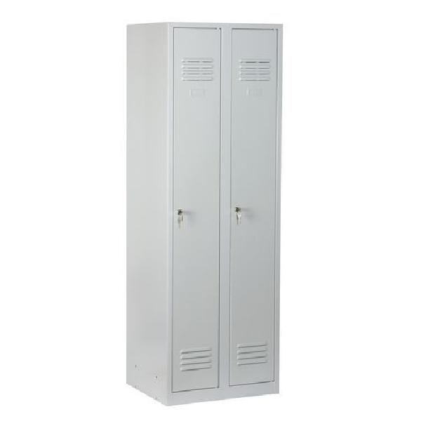 Svařovaná šatní skříň DURO VARIO, šedá/šedá, cylindrický zámek (MB-116600)