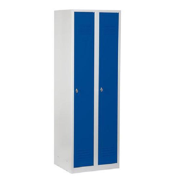 Svařovaná šatní skříň DURO VARIO, šedá/modrá, otočný uzávěr (MB-116603)