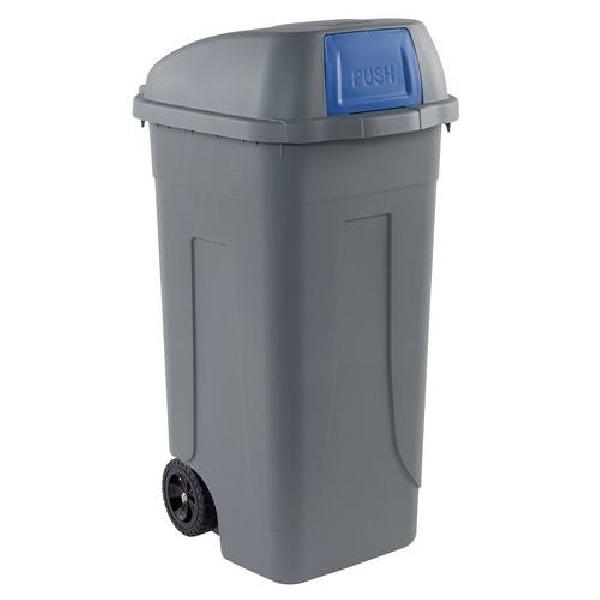 Plastová venkovní popelnice, objem 100 l, šedá/modrá (MB-1501478)