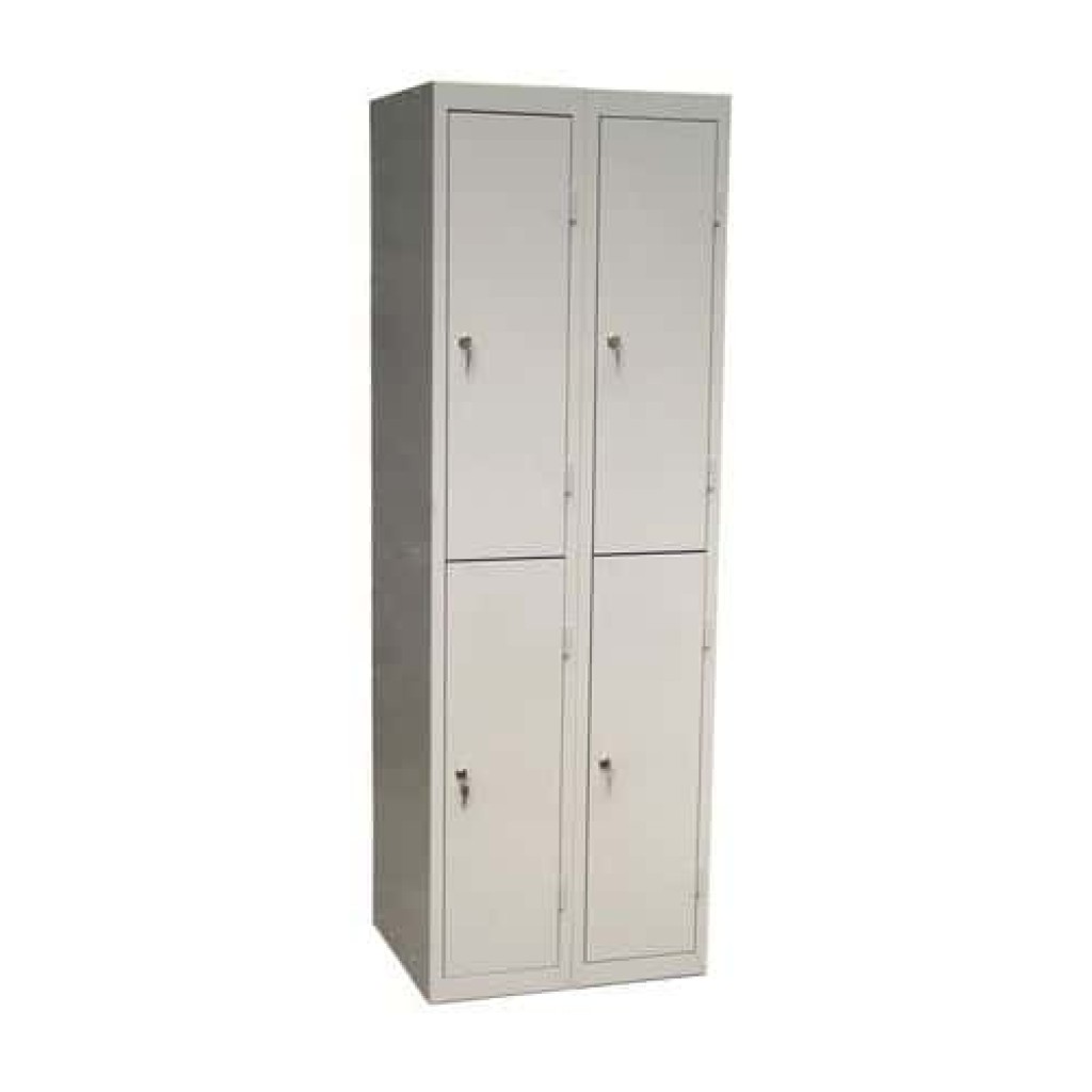 (obrázek pro) Montovaná šatní skříň DURO MONT, 4 boxy, cylindrický zámek, šedá/šedá