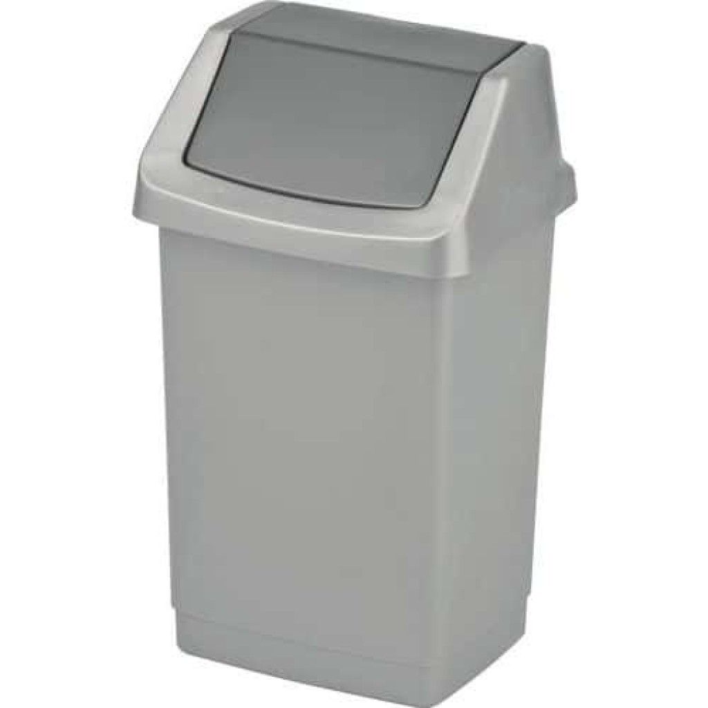 (obrázek pro) Plastový odpadkový koš Simple, objem 9 l, stříbrný