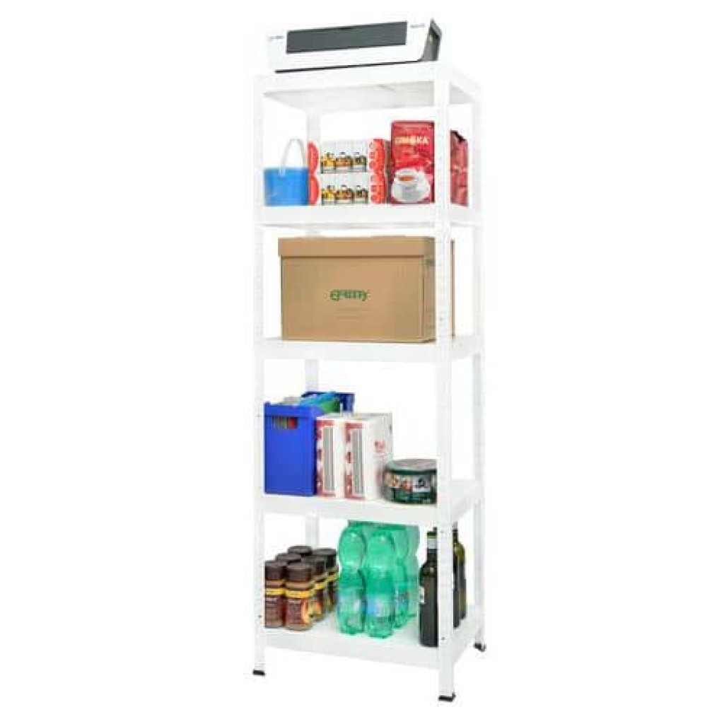 (obrázek pro) Kovový regál Erinye, 180 x 80 x 40 cm, 650 kg, 5 kovových polic, bílý