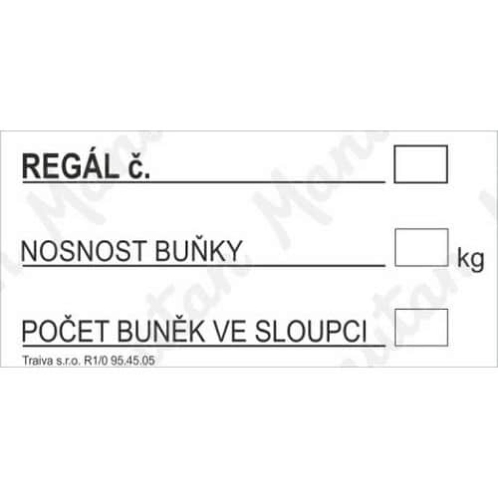 (obrázek pro) Označení regálu, plast 420 x 297 x 0,5 mm A3