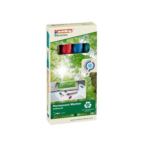 (obrázek pro) Edding 22 EcoLine permanentní popisovače, balení 4 barev