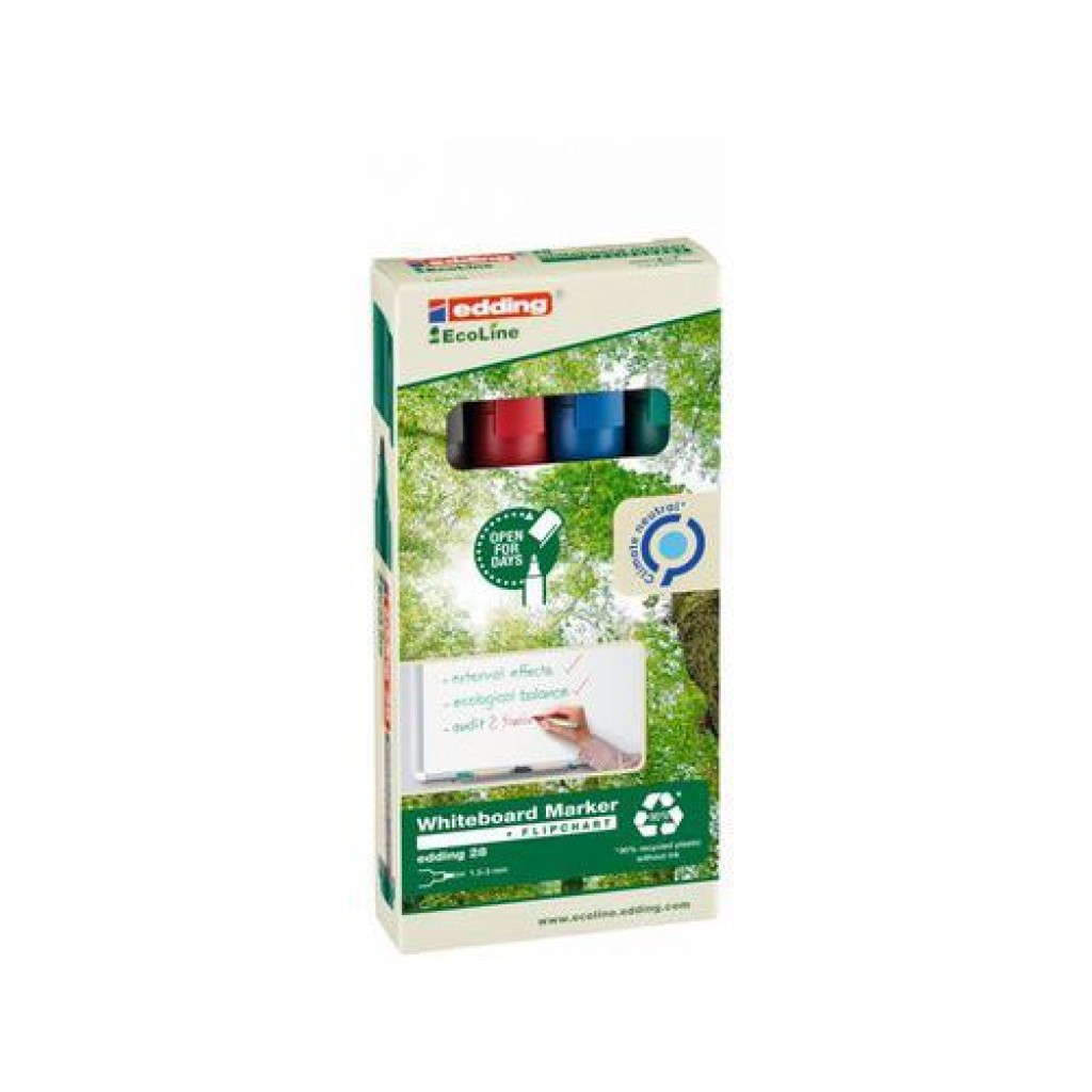 (obrázek pro) Popisovače na bílé tabule edding 28 EcoLine, balení 4 barev