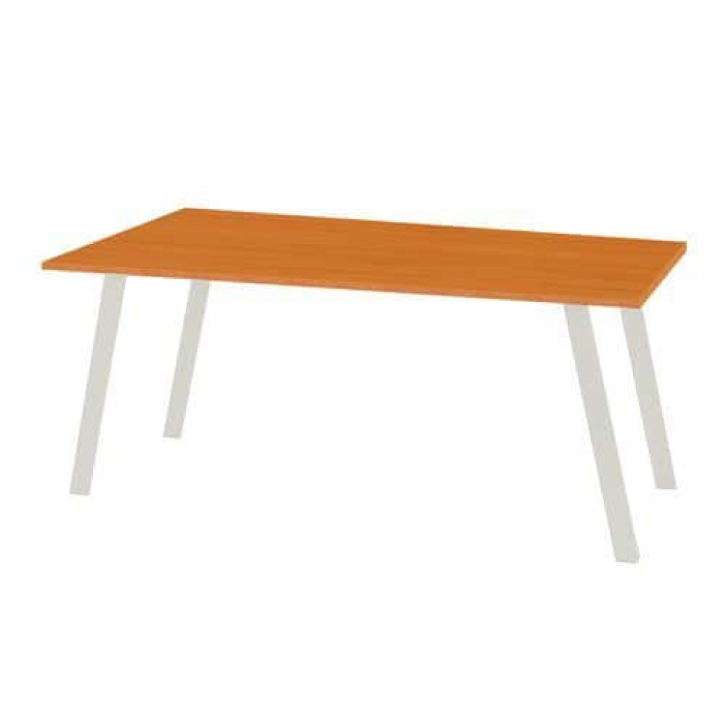 (obrázek pro) Kancelářský stůl Manutan Standard, 140 x 80 x 72 cm, šikmé provedení, podnoží bílé, třešeň