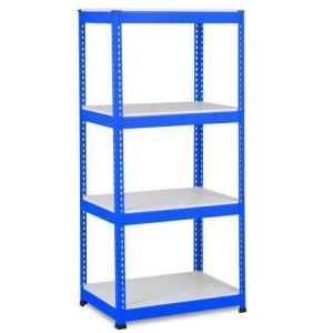 (obrázek pro) Kovový regál Rapid 1, 198 x 91,5 x 91,5 cm, 470 kg/police, 4 laminované police, modrý