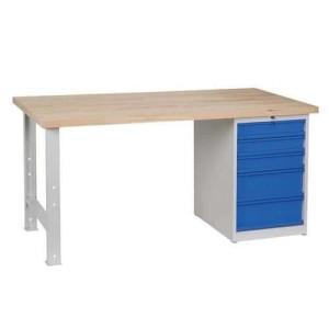 (obrázek pro) Dílenský stůl Weld s 5 zásuvkami, 84 x 170 x 80 cm, šedý