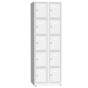 (obrázek pro) Svařovaná šatní skříň Philip, 10 boxů, cylindrický zámek, šedá/šedá