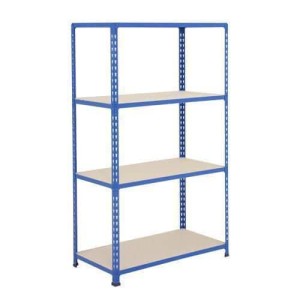 (obrázek pro) Kovový regál Rapid 2, 160 x 91,5 x 30,5 cm, 340 kg/police, 4 dřevotřískové police, modrý
