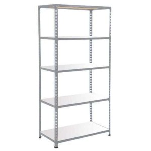 (obrázek pro) Kovový regál Rapid 2, 198 x 91,5 x 91,5 cm, 340 kg/police, 5 laminovaných polic, pozink