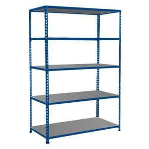 (obrázek pro) Kovový regál Rapid 2, 198 x 122 x 36,5 cm, 100 kg/police, 5 ocelových panelů, modrý