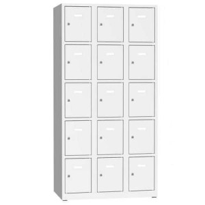 (obrázek pro) Svařovaná šatní skříň Philip, 15 boxů, cylindrický zámek, šedá/šedá