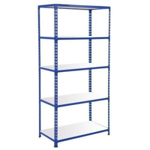 (obrázek pro) Kovový regál Rapid 2, 198 x 91,5 x 36,5 cm, 340 kg/police, 5 laminovaných polic, modrý