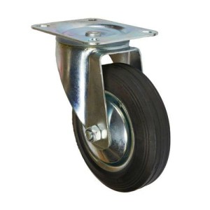 (obrázek pro) Gumové transportní kolo s přírubou, průměr 160 mm, otočné, valivé ložisko