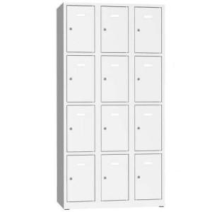(obrázek pro) Svařovaná šatní skříň Philip, 12 boxů, cylindrický zámek, šedá/šedá