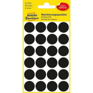 (obrázek pro) Samolepicí kulaté etikety Avery Zweckform, papírové, průměr 18 mm, černé