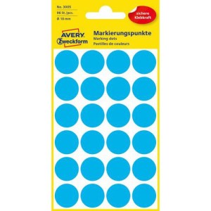 (obrázek pro) Samolepicí kulaté etikety Avery Zweckform, papírové, průměr 18 mm, modré