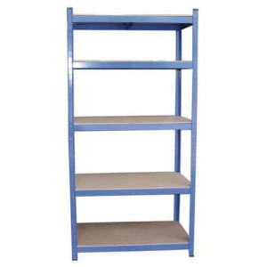 (obrázek pro) Kovový regál Basic, 172 x 90 x 45 cm, 175 kg/police, 5 dřevotřískových polic, modrý