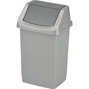 (obrázek pro) Plastový odpadkový koš Simple, objem 9 l, stříbrný