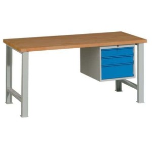 (obrázek pro) Dílenský stůl Weld se 3 zásuvkami, 84 x 170 x 68,5 cm, šedý