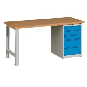 (obrázek pro) Dílenský stůl Weld s 5 zásuvkami, 84 x 170 x 68,5 cm, šedý