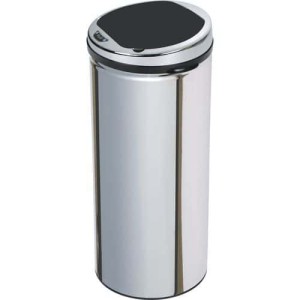(obrázek pro) Bezdotykový kovový odpadkový koš, objem 50 l, stříbrný