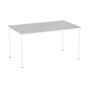 (obrázek pro) Jídelní stůl Versys s bílým podnožím RAL 9003, 140 x 80 x 74,3 cm, světle šedý