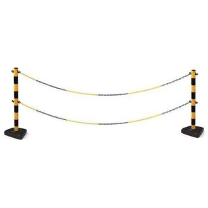 (obrázek pro) Plastové zahrazovací sloupky Manutan Expert s řetězem, 90 cm, 2 ks, černé/žluté