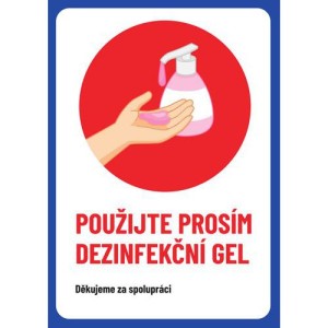 (obrázek pro) Použijte dezinfekční gel, plast, 297 x 210 x 0,5 mm, A4