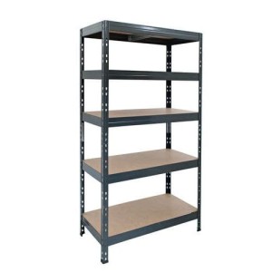 (obrázek pro) Kovový regál Manutan Expert Rapid 3, 180 x 90 x 60 cm, 250 kg/police, 5 dřevovláknitých HDF polic, antracit