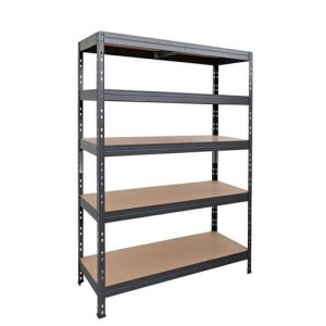 (obrázek pro) Kovový regál Manutan Expert Rapid 3, 180 x 120 x 45 cm, 250 kg/police, 5 dřevovláknitých HDF polic, antracit