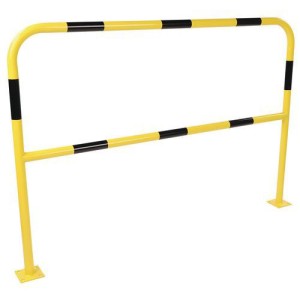 (obrázek pro) Kovová zábrana Manutan Expert, délka 150 cm, žlutá/černá, průměr 38 mm