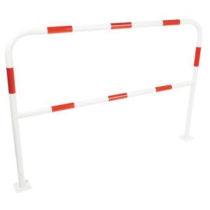 (obrázek pro) Kovová zábrana Manutan Expert, délka 150 cm, bílá/červená, průměr 38 mm